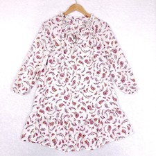 Old Navy Floral Paisley Peasant Dress Womens XS Boho Ruffle Hem Long Sleeve Pink