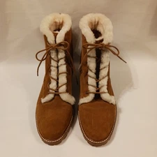NEW Madewell Size 9M The Clair Lace-Up Boot in Shearling-Lined Suede Lug Sole