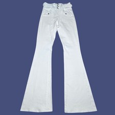 Veronica Beard Giselle Flare Jeans Womens 25 Extra High Rise Tie Waist White