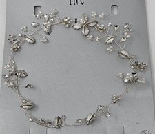 INC Silver-Tone Crystal Imitation Pearl Floral Halo Bridal Headband