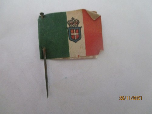 ' ITALY FLAG DAY 'ANTIQUE WWI PERIOD ALLIED SUPPORT PAPER FLAG PIN BADGE