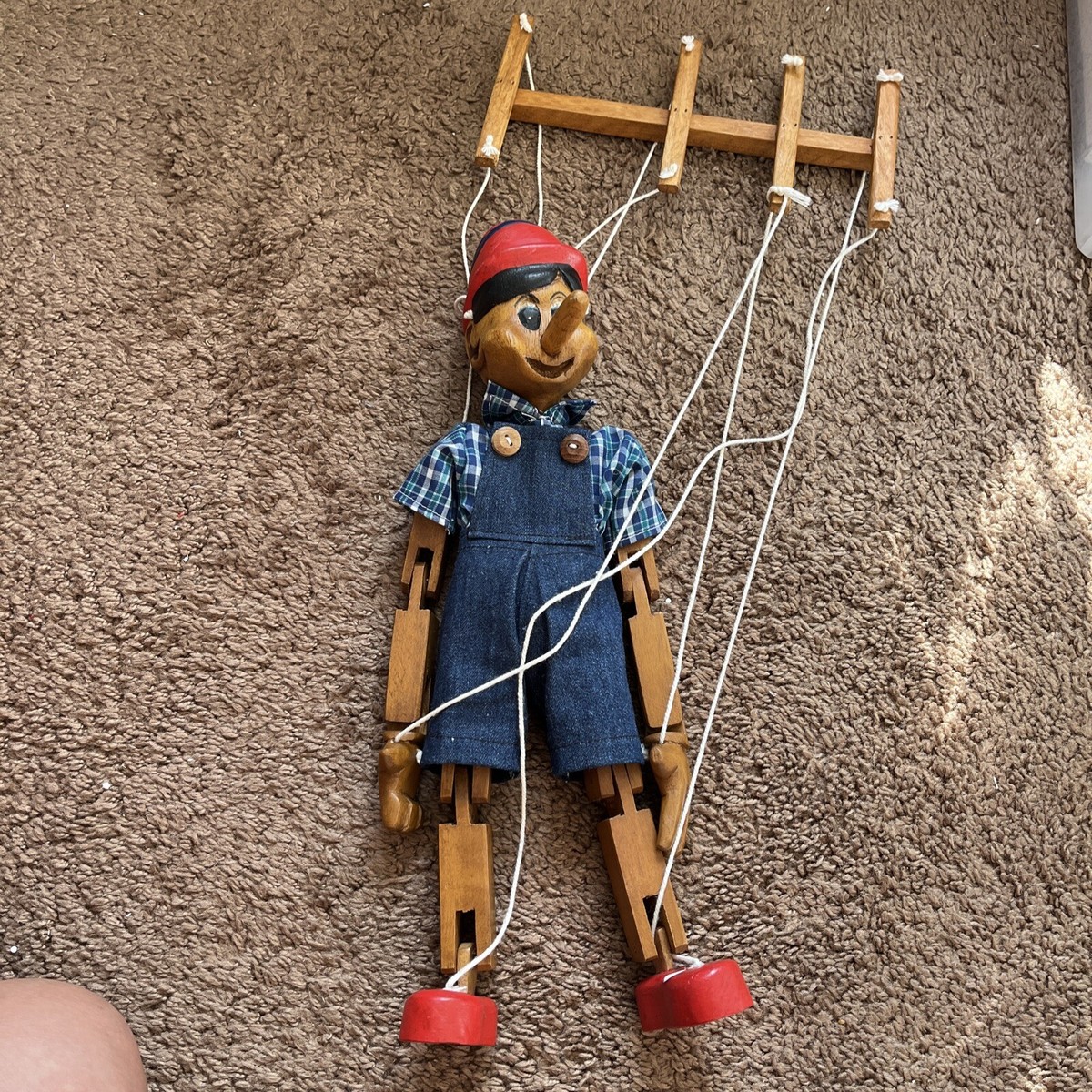 VTG PINOCCHIO CARVED WOODEN MARIONETTE PUPPET 15” | eBay
