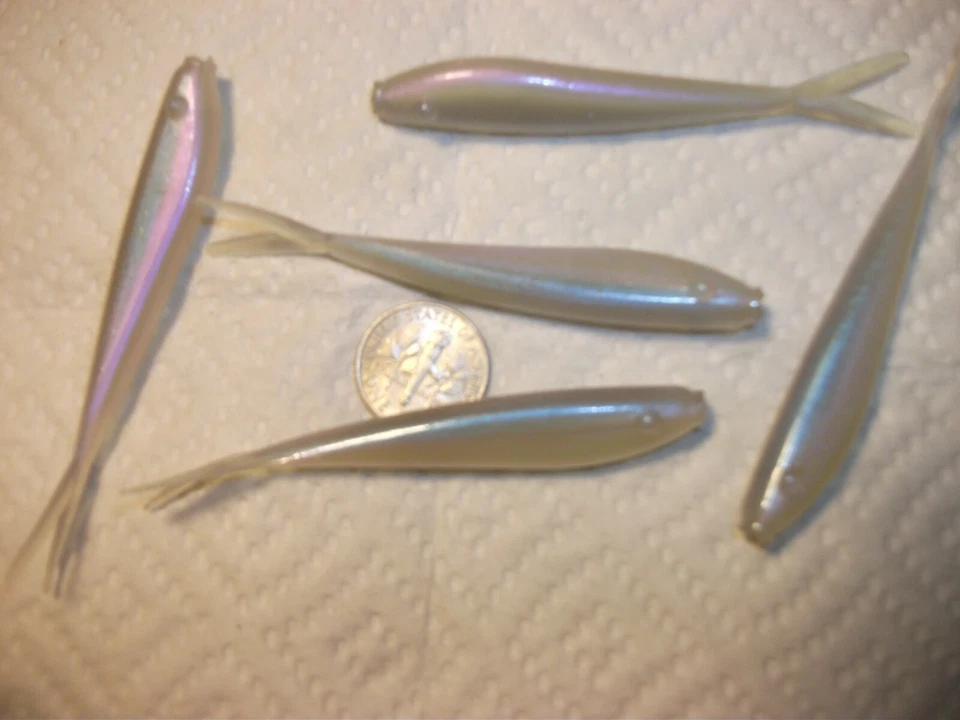 60-3"-crappie-bajo-panfish-plástico suave pececillos-plantillas-garvas-colas divididas-pelusas Foto 3 de 4