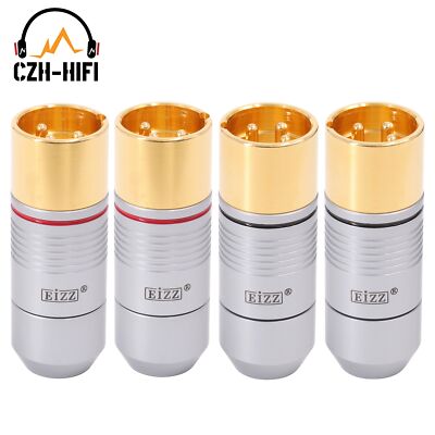 4pcs EIZZ High End XLR Male Plug Connector 24K Gold Plated Copper MIC Cable HIFi