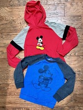Disney Lot Of 2 Boys Large Mickey Mouse Blue Red Long Sleeve Shirt, B 28