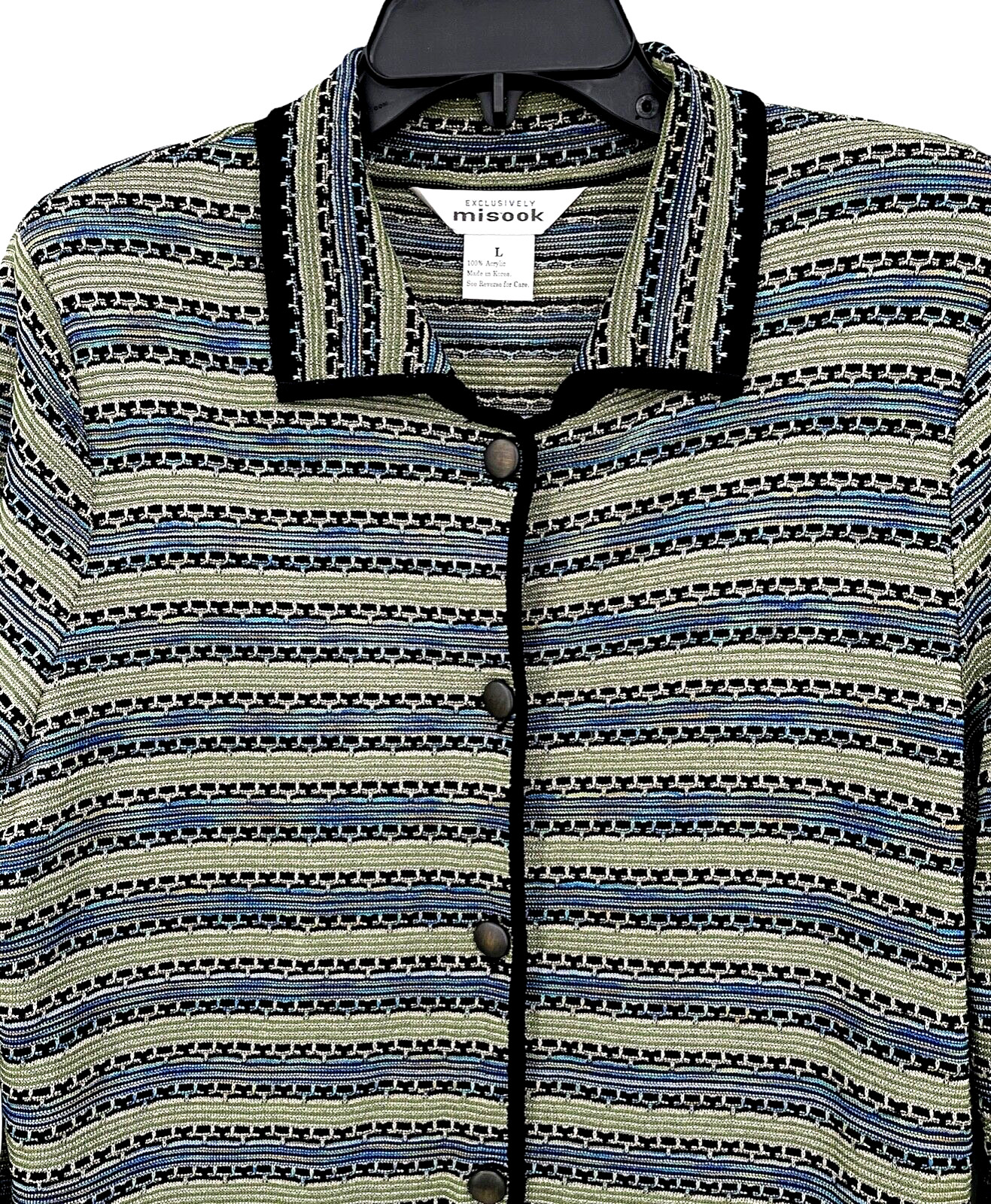 Exclusively Misook Womens L Metallic Collared Car… - image 3