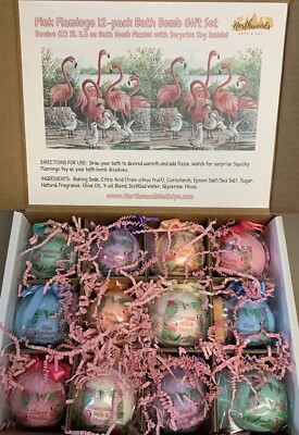 Large Pink Flamingo 12-pack XL 5.5 oz Bath Bomb Gift Set for Kids