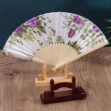 Chinese Folding Hand Fan Stand Holder Base Tabletop Fan Holder Home Party Decor