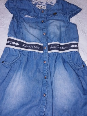 lee cooper denim dress 90s Lee Cooper Denim Mini Dress: Embroidered Flower One-shoulder Babydoll (size L)