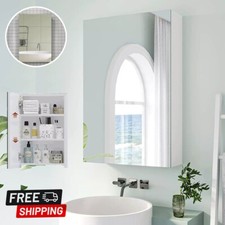 Mirror Cabinet Bathroom Single Door Cupboard with Adjustable Shelf Wall-Mounted
