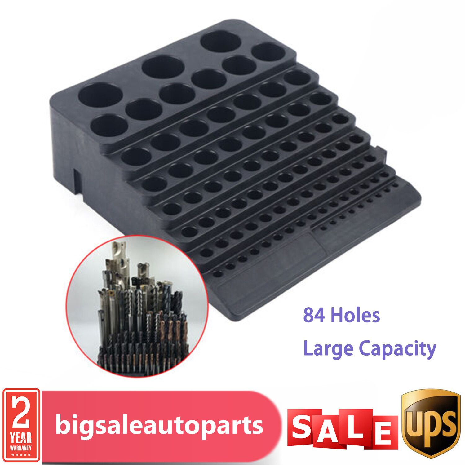 84-Hole Drill Bit Storage Stand with Collet Holder for Toolbox Organization