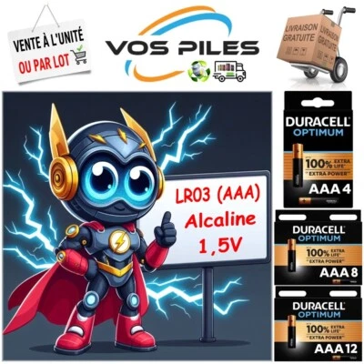 Piles LR03 AAA FR03 R3 E92 MN2400 Duracell Optimum Alcaline 1,5V 1175 mAh 114 mΩ