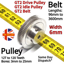 GT2 6mm Timing Drive Pulley Smooth Tooth Idler 12 16 20 30 36 40 60 Bore 3 5 8