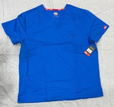 Dickies Dynamix Men Scrubs Top EDS Signature, XL, Royal Blue