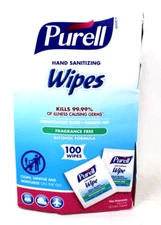 Gojo 9022-10 Purell Sterile Hand Sanitizing Wipe Fragrance Free 5" x 7" - 100/BX