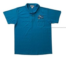 VTG. Guy Harvey Embroidered Billfish Marlin Polo pocket Shirt USA MADE JERZEES L