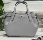 KATE SPADE DUMPLING MINI XS SATCHEL CROSSBODY BAG HOBO PURSE GRAY LEATHER SILVER