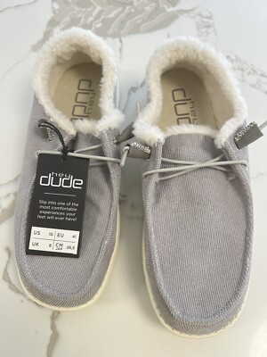 Hey Dude Wendy Gray Corduroy Lined Comfort Women's Loafers