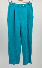 Christian Dior Pants Vintage Teal Blue Formal Pleated Front Designer 12 N165