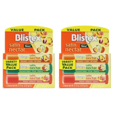 WOW! Blistex Satin Nectar Variety Value Packs - 6 NEW Sticks & FAST FREE SHIP!