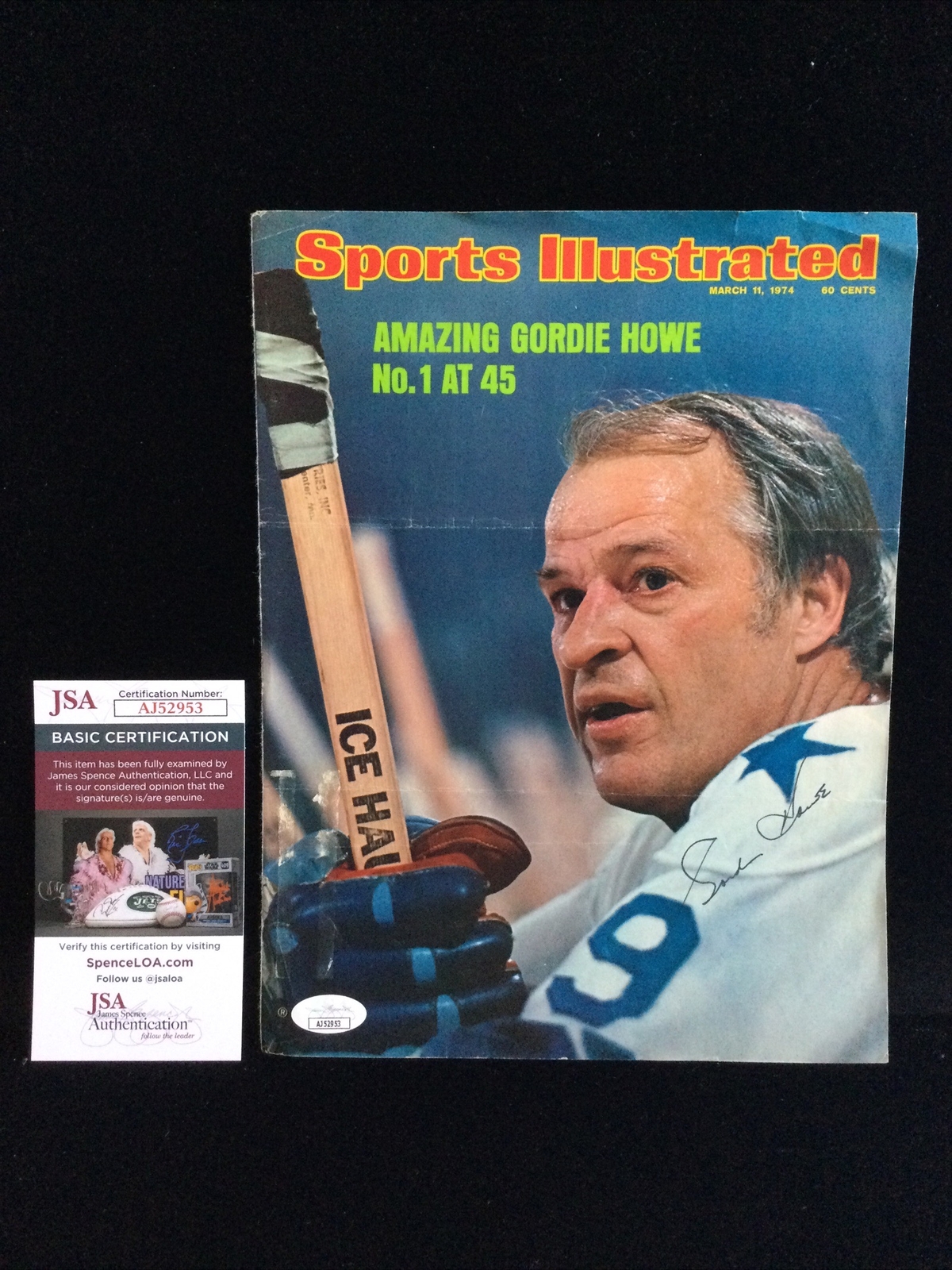 Gordie Howe Autographed Signed 1974 Sports Illustrated Magazine Cover JSA Certified -1 # 