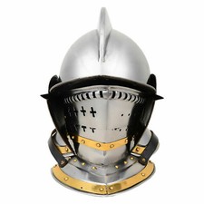 Medieval Antique Steel Burgonet Helmet Medieval Armour Steel  Brass Helmet