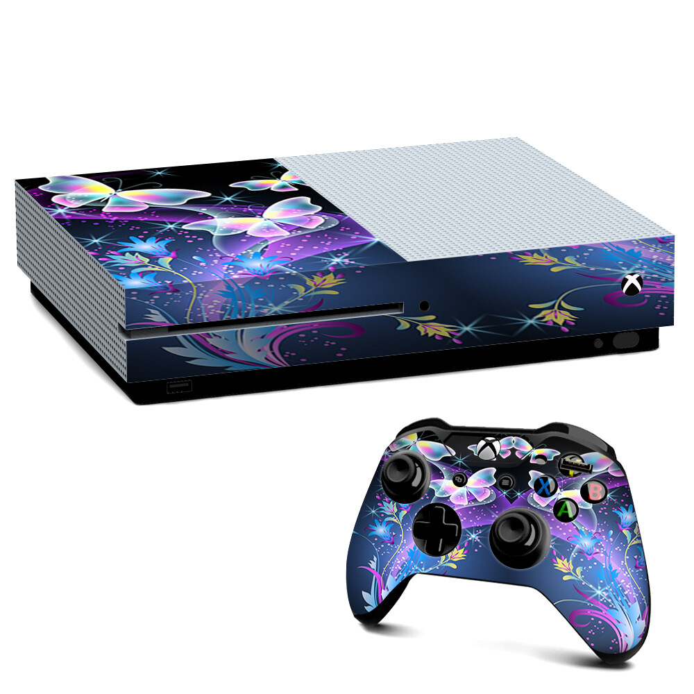 Xbox One S Console Skins Decal Wrap ONLY glowing butterflies in flight
