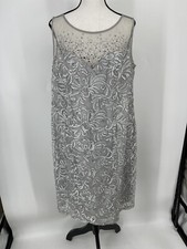 Silver NWT 16W Dress And Scarf beautiful-fun-sleeveless-party dress-great style
