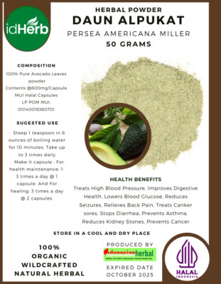 [idHerb] POWDER DAUN ALPUKAT Persea americana NATURAL HERBAL ORGANIC FRESH