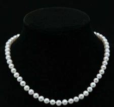 Genuine 7-8mm Natural White Cultured Freshwater Pearl Necklace 18"