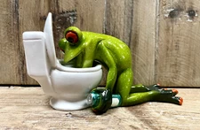 Frog Hungover In Toilet Figurine 