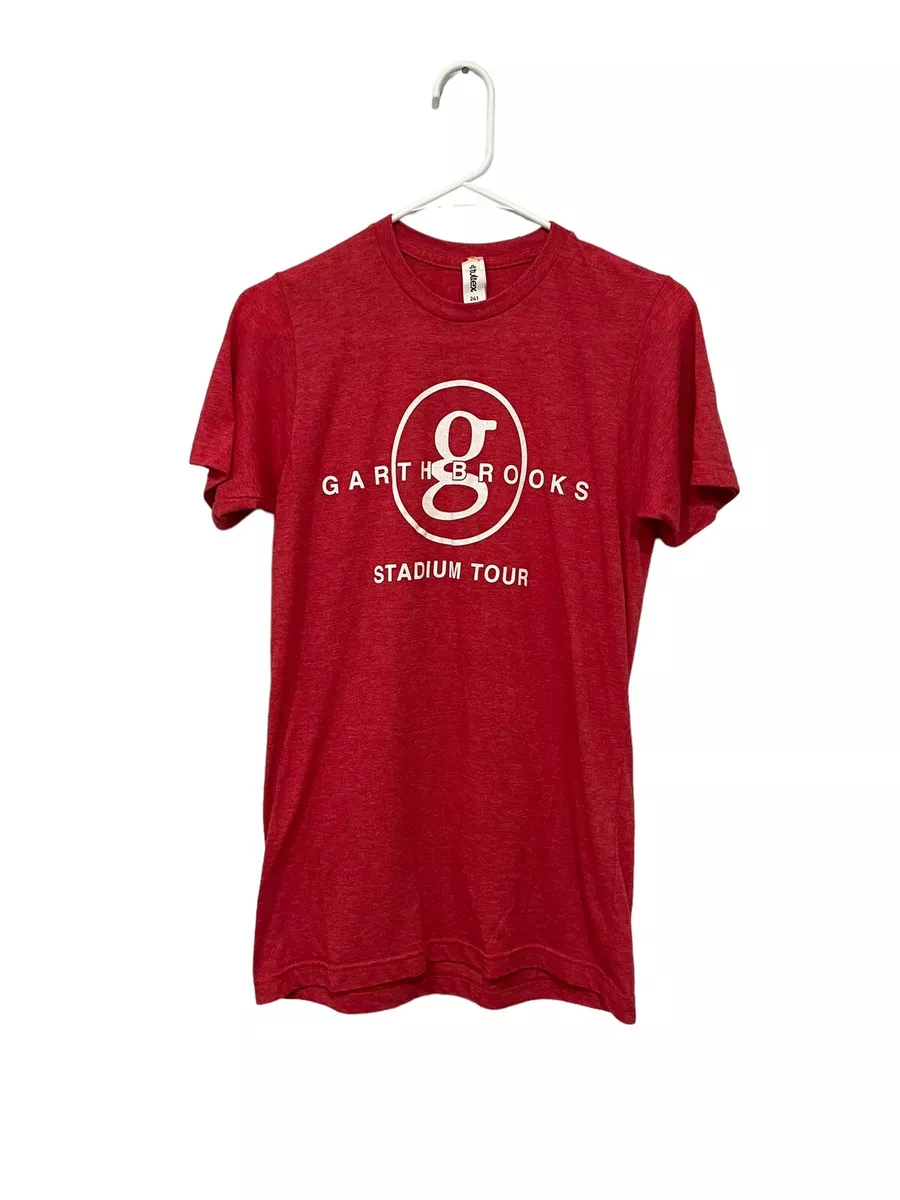 Women s Garth Brooks Stadium Tour T Shirt Red Sz S Cotton Country Music Fan Rock