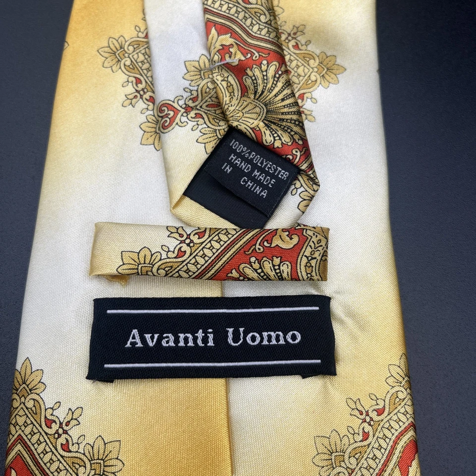 Gravata masculina Avanti Uomo ombré amarelo e laranja padrão geométrico tamanho 4x60 - Imagem 2 de 4