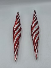 2 Vintage Blown Glass Twisted Large 9.5 Icicl...