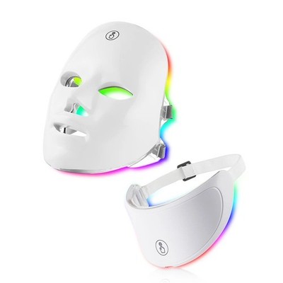 7-Color LED Facial Mask with Neck Red Light Therapy Beauty Anti-Aging Home
