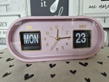 XO POPPY RETRO FLIP DESK TABLE CLOCK DAY & DATE pink/GOLD EXCELLENT WORKS GREAT