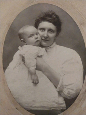 1880s Mother Holding Infant Son, Cabinet Card, MRS. THOMAS SALLY PRITCHARD