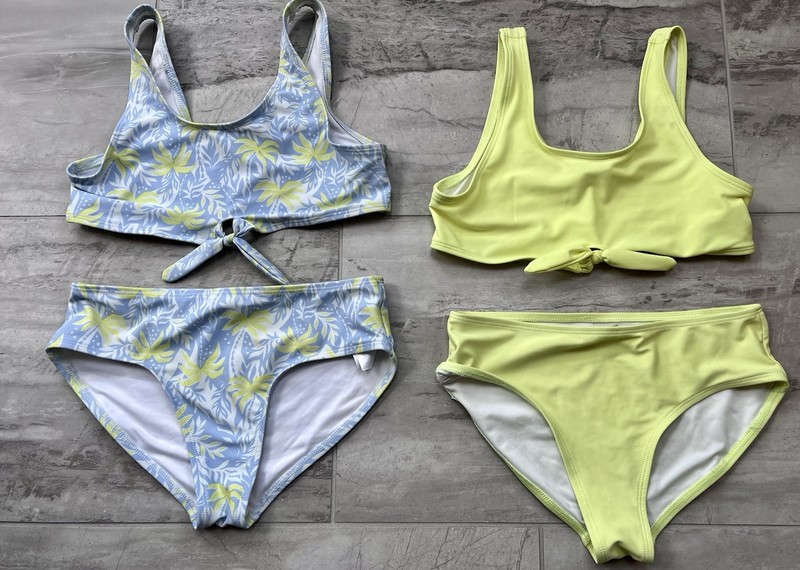 Old Navy Girls L 10-12 Two Piece Swimsuit Lot Mix And Match Yellow And Blue. EUC