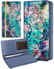  Checkbook Cover for Personal - Colors Leather Register Colorful Mandala