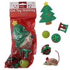 Christmas Stocking Cat Toys 6 Piece Gift Set - Christmas Tree Mix