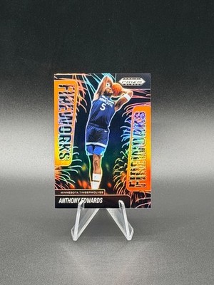ANTHONY EDWARDS 2024-25 Panini Prizm Black Fireworks #8 Orange Prizm 34/49