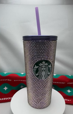 STARBUCKS 2022 HOLIDAY STAINLESS STEEL COLD CUP PURPLE RHINESTONE TUMBLER  IN BOX | eBay