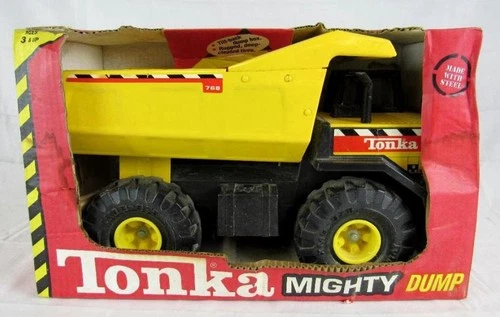 Excellent 1990's Mighty Tonka #768 Pressed Steel 17" Dump Truck in Orig. Box NOS