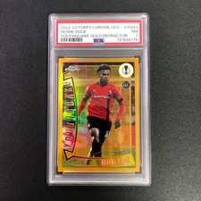 2022-23 Topps Chrome UEFA Youthquake Desire Doue RC Gold Refractor /50 PSA 7