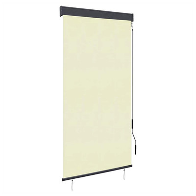 Außenrollo 80x250cm Creme Polyester UV Schutz Handkurbel Deckenhalterung