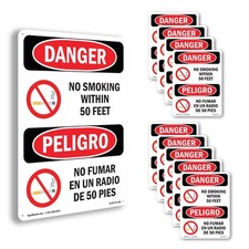 No Smoking Within 50 Feet Bilingual OSHA Danger Sign Or Decal - 5 or 10 Pack