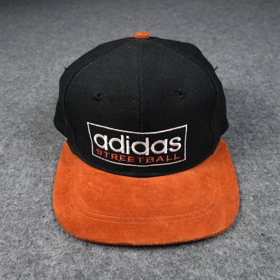 Vintage Adidas Hat Cap Snap Back Black Basketball 90s Streetball Logo Script 🔥 - Image 2 of 4