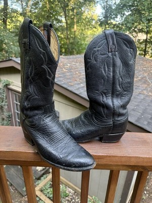 Dan Post Boots Mens 9 D Elk Black Leather Western Cowboy Shoes 6550