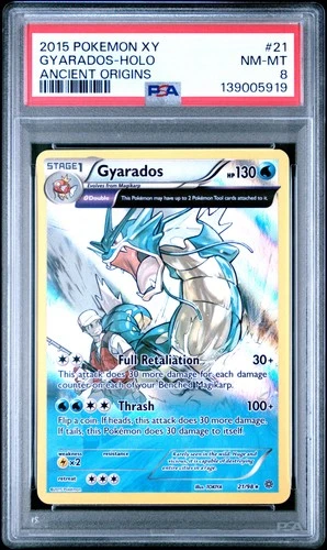 2015 POKEMON XY ANCIENT ORIGINS #21 GYARADOS-HOLO PSA 8