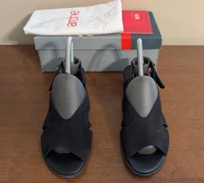 ARCHE FRANCE Sandals Wedges Size 41 EU 9.5 US Nubuck Strappy Slingback Black